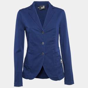 Love Moschino Navy Blue Cotton Metal Badge Detail Blazer M