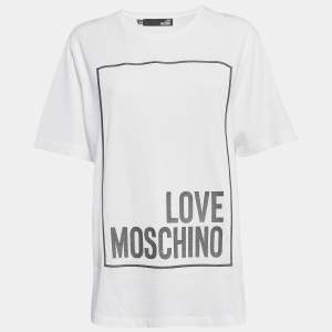 Love Moschino  White Metallic Print Jersey T-Shirt S
