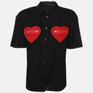 Love Moschino Black Cotton Heart Pocket Polo Shirt M