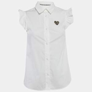 Love Moschino White Button Front Cap Sleeve Blouse S 