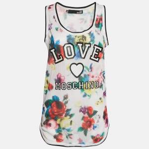 Love Moschino Multicolor Abstract Print Mesh Tank Top L