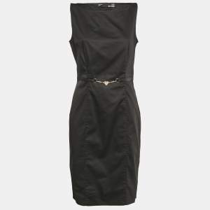 Love Moschino Black Cotton Waist Metal Embellished Short Dress L