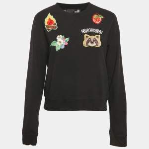 Love Moschino Black Cotton Knit Applique Sweatshirt M
