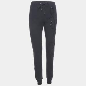 مملوكة مسبقًا Love Moschino Blue Love Applique Cotton Knit Sweat Pants S