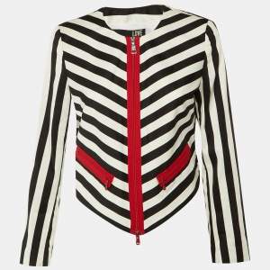 Pre Owned Love Moschino Monochrome Striped Cotton Jacket M
