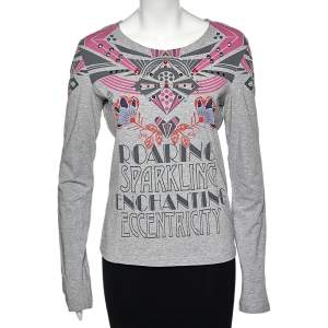 Love Moschino Grey Printed Cotton Long Sleeve T-Shirt L