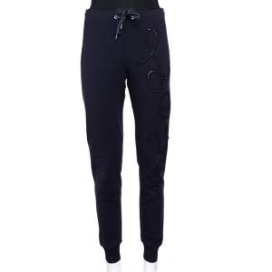 Love Moschino Blue Cotton Knit Love Applique Detail Sweat Pants S