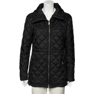 Love Moschino Black Diamond Quilted Oversized Collar Jacket M