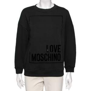 Love Moschino Black Cotton Logo Appliqued Sweatshirt S