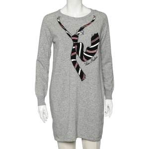 Love Moschino Grey Wool Appliqué Detail Sweater Dress M