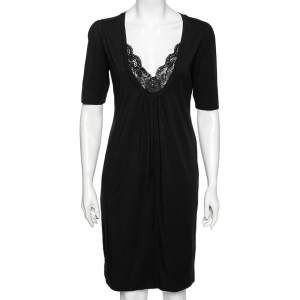 Love Moschino Black Cotton Embellished Lace Trim Detailed Dress M 
