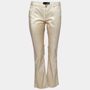 Love Moschino Gold Foil Print Denim Straight Fit Jeans M/Waist: 30.5"