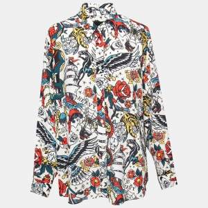 Love Moschino Multicolor Print Crepe Button Front Shirt M  