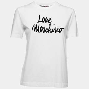 Love Moschino White Cotton Logo Print T-Shirt S