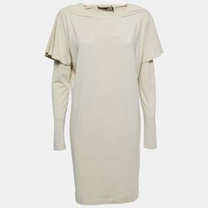 Love Moschino Cream Lurex Knit Sleeve Detail Short Dress M