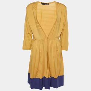 Love Moschino Yellow Knit Hook Front Shrug L