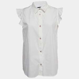 Love Moschino White Cotton Buttoned Sleeveless Shirt Blouse L