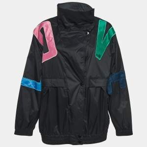 Love Moschino Black Logo Applique Synthetic Bomber Jacket M
