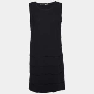 Love Moschino Black Crepe Pleated Sleeveless Dress M