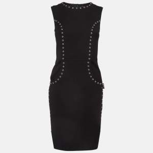Love Moschino Black Studded Gabardine Sheath Dress S