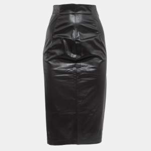Love Moschino Black High Waist Faux Leather Pencil Skirt S