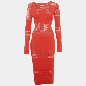 Pre Owned Lovers & Friends Orange Patterned Rib Knit Tianna Maxi Dress XS