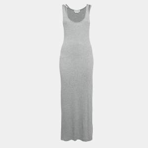 Lovers and Friends Grey Rib Knit Cut-Out Detail Sleeveless Maxi Dress M 