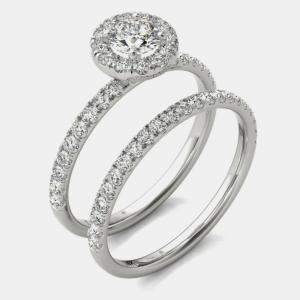 14K White Gold Halo Bridal Ring (1.00 Ctw, I1-I2)