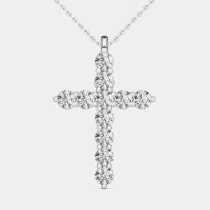 14K Hypoallergenic White Gold Natural Diamond Cross Pendant Necklace (1/4 Ctw)