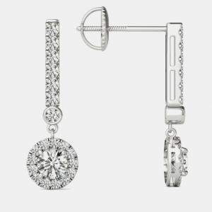 14K Gold Natural Diamond Dangle Halo Screw Back Earrings (3/4 Ctw)