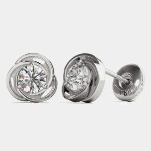 14K White Gold Solitaire Natural Diamond Stud Earrings (1/2 Ctw)