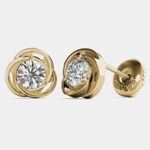 14K Yellow Gold Solitaire Natural Diamond Stud Earrings (1/2 Ctw)