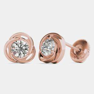14K Rose Gold Solitaire Natural Diamond Stud Earrings (1/2 Ctw)