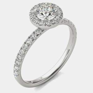 14K White Gold Natural Diamond Halo Engagement Ring (3/4 Ctw)