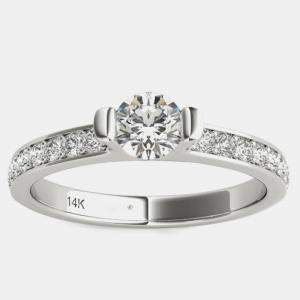 14K White Gold Natural Diamond Engagement Ring (2/3 Ctw) US 7