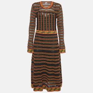 M Missoni Multicolor Patterned Knit Long Sleeve Midi Dress L