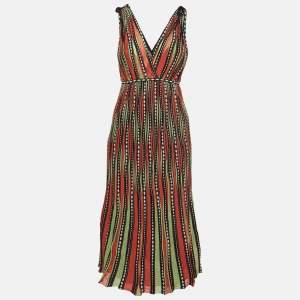 M Missoni Multicolor Alga and Bubble Pattern Knit Sleeveless Midi Dress S
