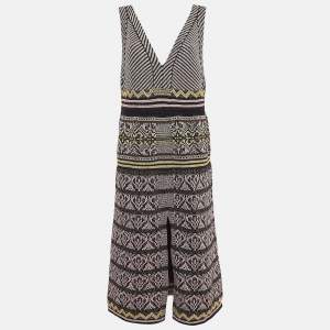 Pre Owned M Missoni Multicolor Patterned Lurex Knit Sleeveless Midi Dress L