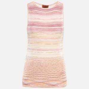 Pre Owned M Missoni Pink/Multicolor Jersey Tank Top M