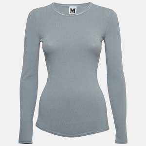 M Missoni Grey Stretch Knit Long Sleeve Sweatshirt L