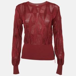 Pre Owned M Missoni Dark Red Patterned Knit Jumper M