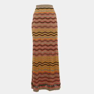Pre Owned M Missoni Multicolor Patterned Knit Long Skirt S