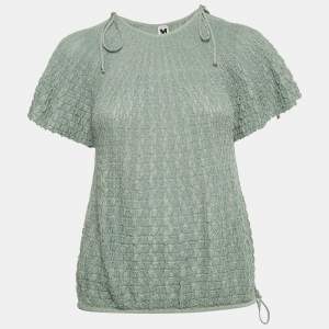 Pre Owned M Missoni Green Textured Lurex Knit Top L