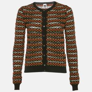 M Missoni Black/Brown Eyelet Patterned Knit Cardigan S