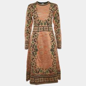 Pre Owned M Missoni Multicolor Patterned Knit Long Sleeve Midi Dress S