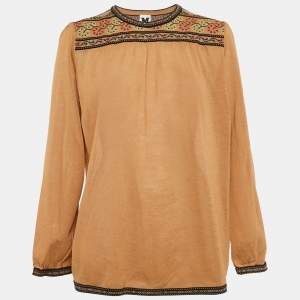 M Missoni Brown Intarsia Wool Knit Top M