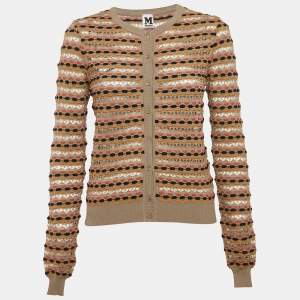 M Missoni Multicolor Patterned Knit Button Front Cardigan M