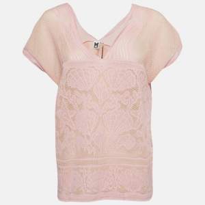 M Missoni Pink Patterned Lurex Knit Top L