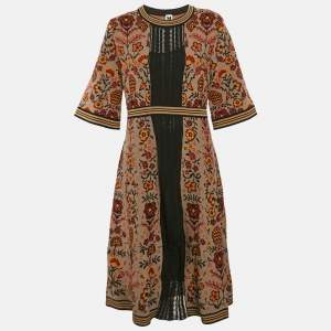 M Missoni Brown Floral Knit Midi Dress M