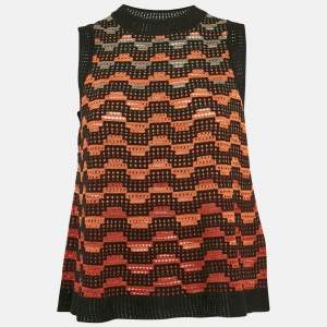 M Missoni Orange/Black Knit Sleeveless Top M